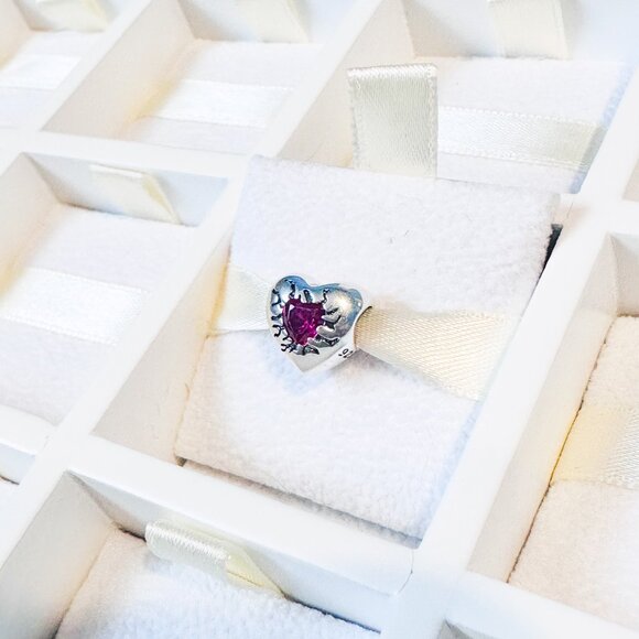 925 Sterling Silver Red Crystal Heart Charm Bead With Love Message Fits Pandora - Picture 8 of 10